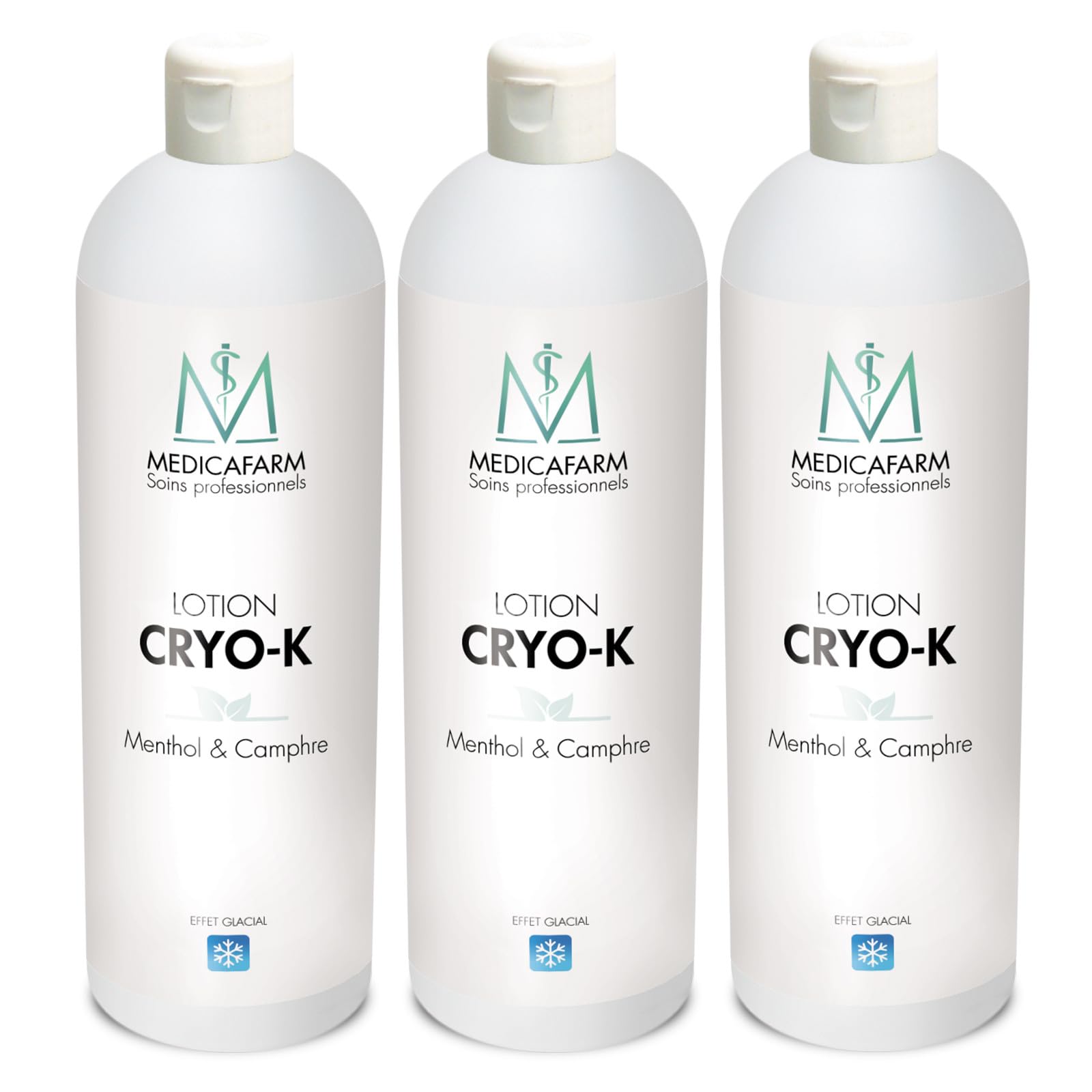 MEDICAFARM - Lotion CRYO-K au Menthol et Camphre - Effet froid - Aide à apaiser les jambes lourdes & Tonifier - Lot de 3 lotions
