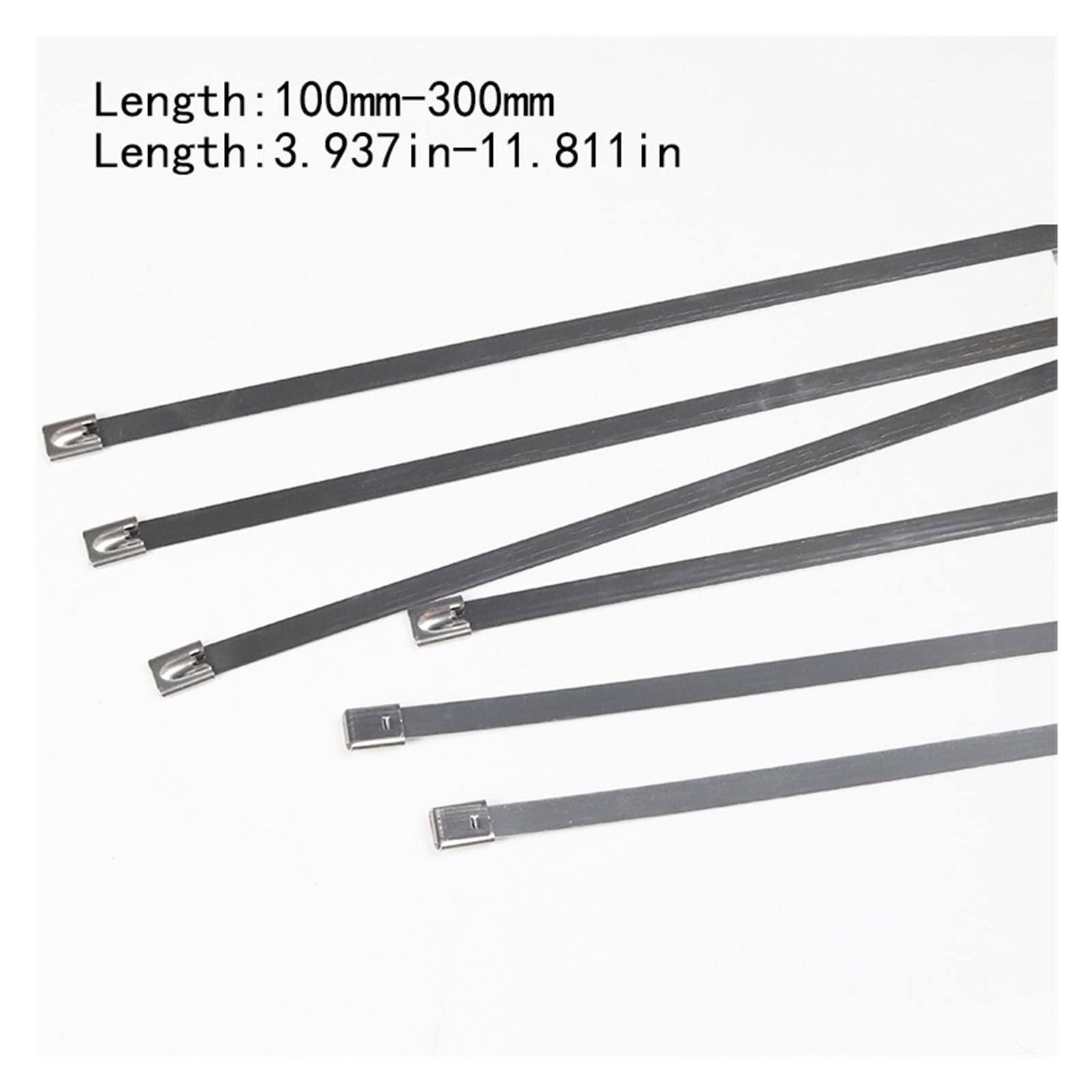 Fascette in acciaio inossidabile 100 fascette stringicavo in acciaio inossidabile 304 da 4,6 mm, resistenti, autobloccanti, multiuso, in metallo, for scarico(300mm-100pcs)