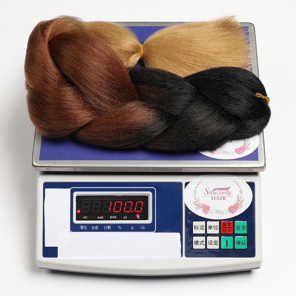 ShowJarlly Capelli per Treccine Africane Jumbo Treccia Capelli 24" Morbido Extension per Treccine Africane 1 Pack Treccine Africane Extension Capelli（Nero/Marrone Scuro/Marrone Chiaro#）