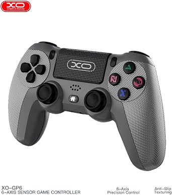 XO-GP6 Bluetooth ve Kablolu Oyun Kolu | PS4, PC, iOS, Android ve PS3 Uyumlu Çift Titreşimli Kablosuz Gamepad, 6 Eksen Jiroskop, Touchpad ve Kulaklık Jaklı RGB Oyuncu Kolu