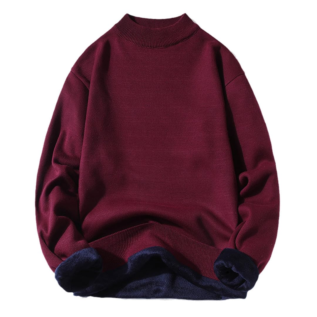 Yeuyyben Maglione Oversize da Uomo in Pile A Collo Alto Lavorato A Maglia per Uomo Maglione Pullover Nero con Collo A Lupetto Caldo Invernale