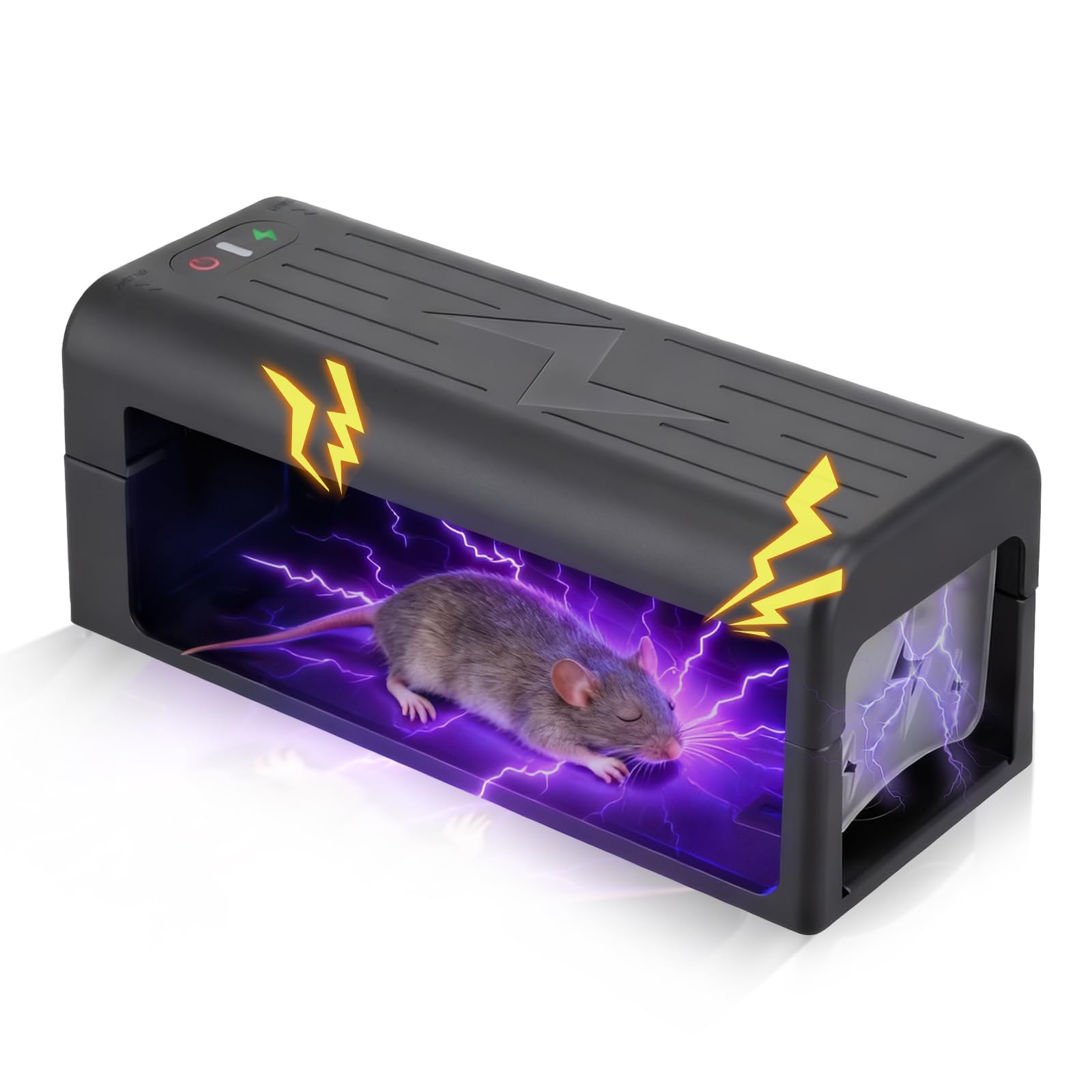 Elektrische Mausefalle, Humane 3000V Hochspannung, Haustiersichere & Wiederverwendbare Rattenfalle für Innenbereich, Vergrößertes Einlassdesign, Effektive Lösung für Mäuse & Ratten in Küche, Haushalt