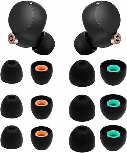 6 pares de almohadillas WF-1000XM5 para las orejas, tamaño pequeño y mediano de 2 tamaños de repuesto de goma de silicona para auriculares, disponible en Yaxa El Salvador