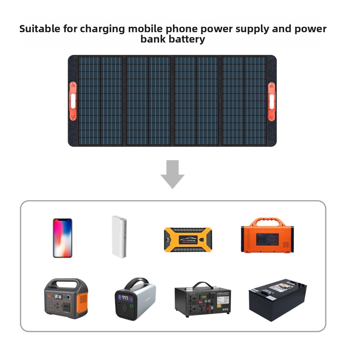 Składany zestaw ładowarki do paneli słonecznych 200 W, 12 V, z kontrolerem, przenośna ładowarka solarna na kemping, do kampera, elektrowni, awaryjnego podtrzymania