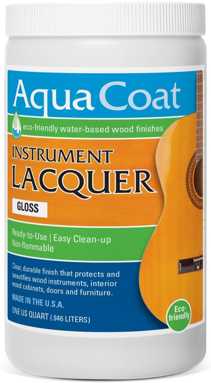 Aqua Coat Water Based Wood Finishing Bundle - Clear Wood Grain Filler Gel, Clear Instrument Lacquer Gloss Topcoat, DIY, Low Odor, Fast Drying, Extreme Clarity, Water Cleanup