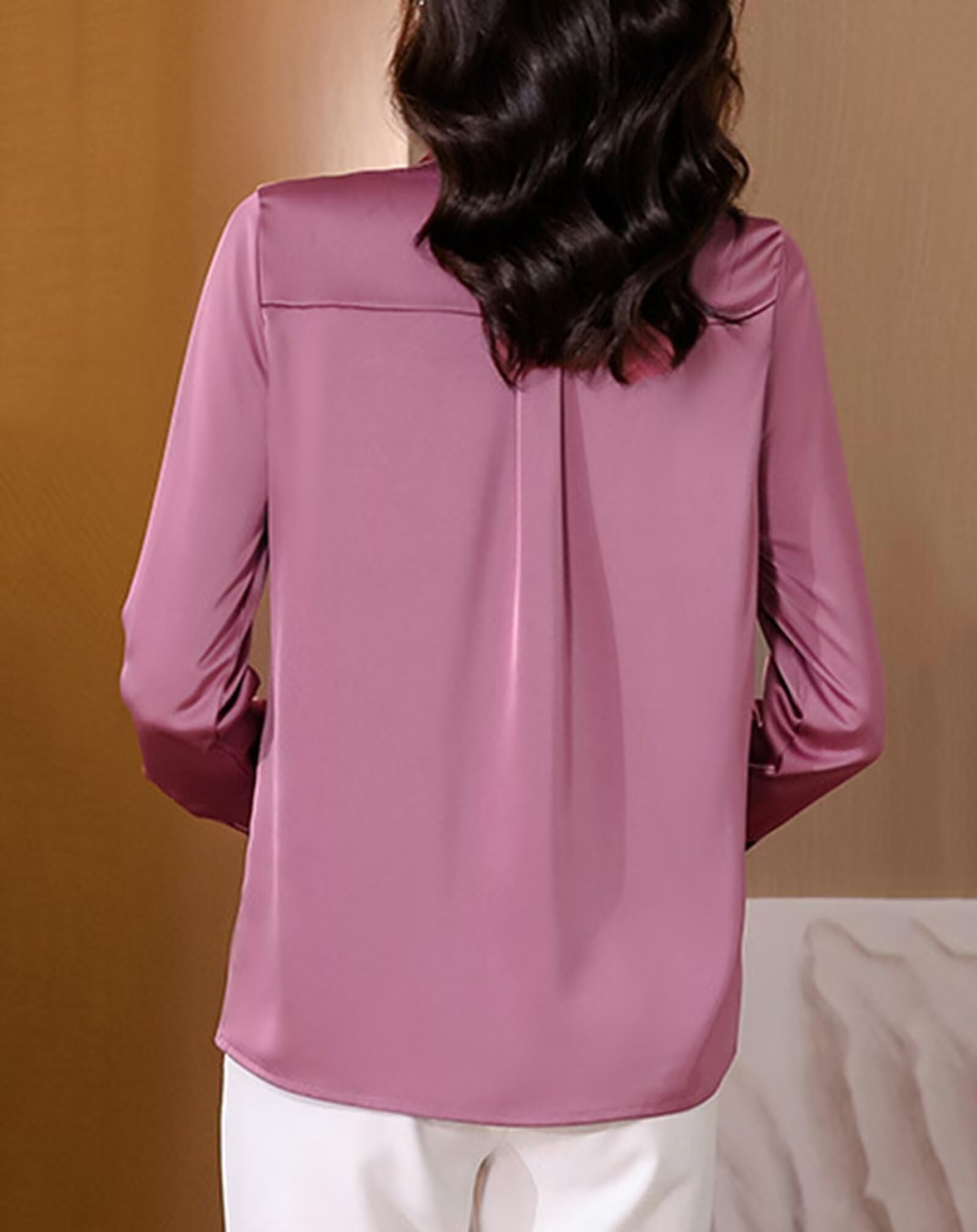 HNVAVQ Camicia in Seta Donna 100% Seta Blusa Manica Lunga Elegante da Ufficio