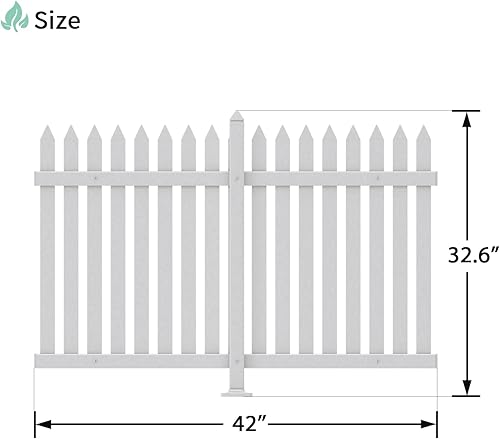 Miniatura 5 de Paneles de valla de piquetes, 4 juegos de 84 pulgadas de largo x 32.6 pulgadas de alto, valla de vinilo de PVC blanca para jardín de patio delantero