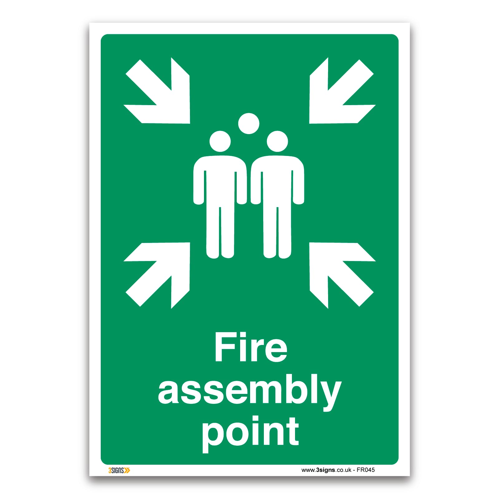 3 Signs Green Fire Assembly Point Sign - 1Mm Rigid Plastic Sign - Fire Action Safety - Mandatory Safety Signage (A3-420 X 297Mm)