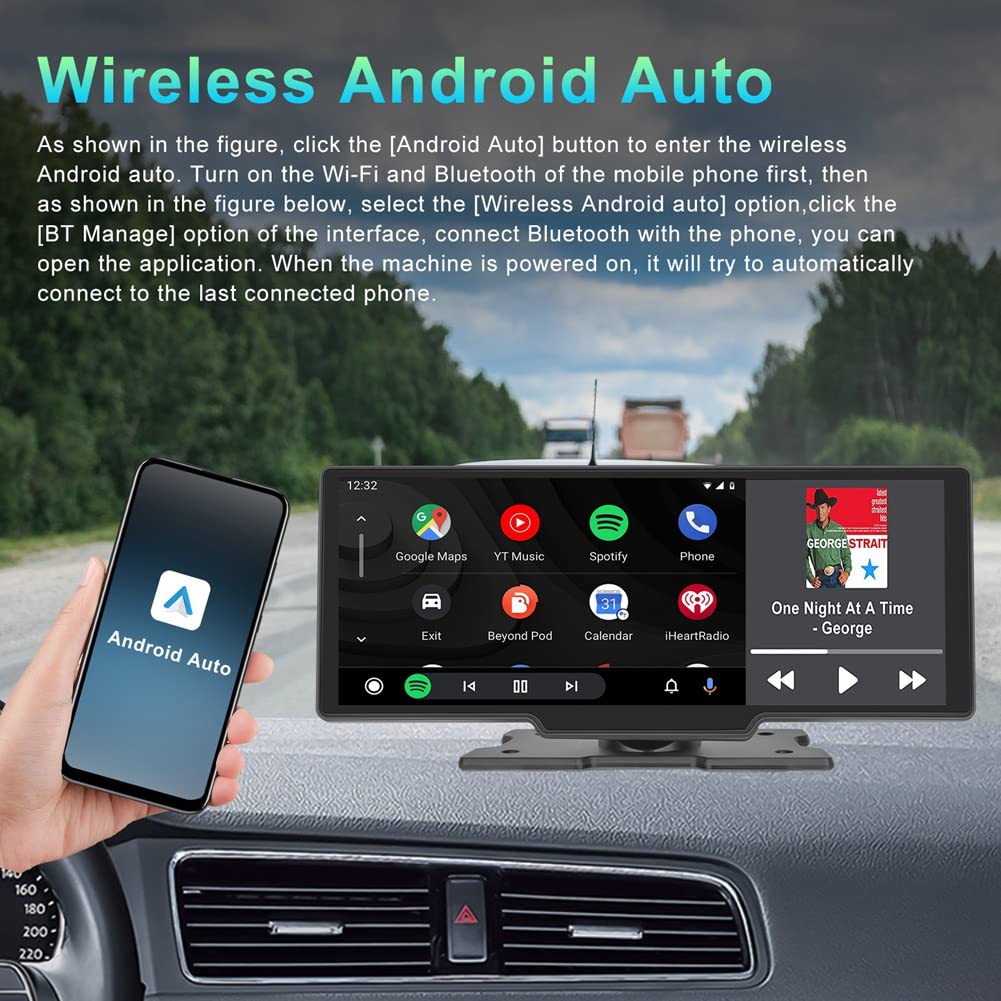 Energetic Carplay 10,26 Pollici e Autoradio Android con Controllo Vocale Trasmettitore FM Bluetooth Mirrorlink Multimedia