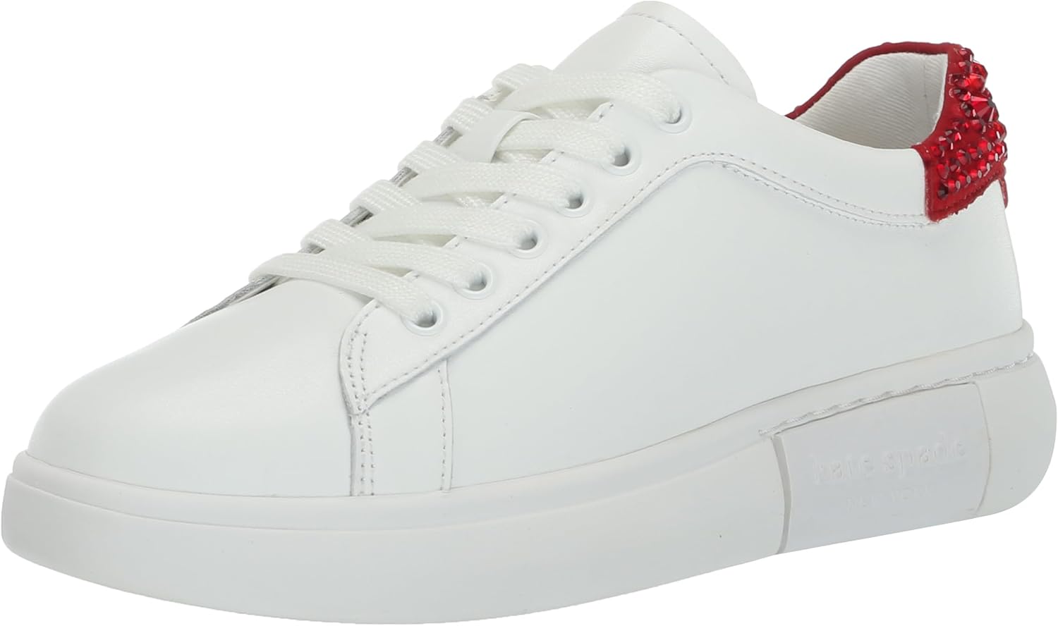 Kate Spade New York Women's Lift Crystal Sneaker, True White/Perfect Cherry, 7.5