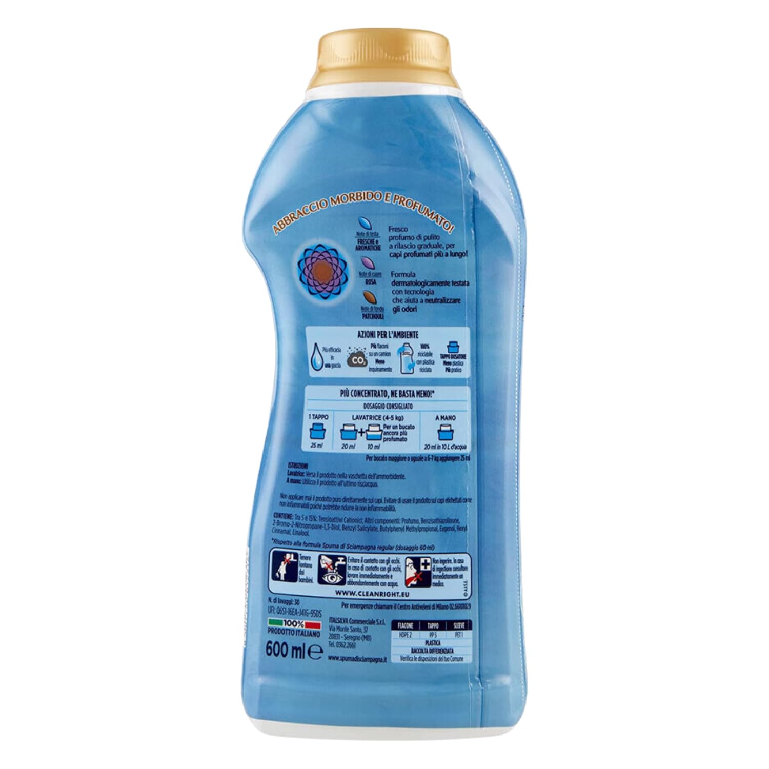Ammorbidente Concentrato Fresca Rugiada – 30 Lavaggi – 600 ml kit con Spugna Brandizzata SPESA & RISPARMIO Inclusa – Variazioni 4/8/12 Pezzi (12)