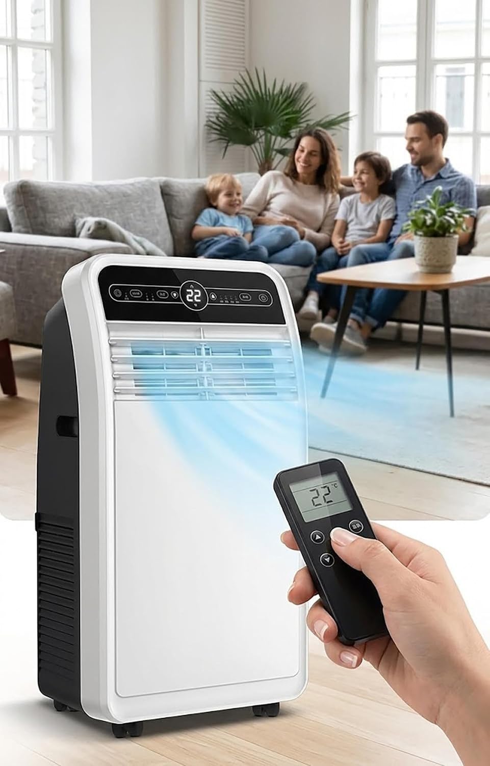 Condizionatore d'Aria Portatile, unità AC Free Standing Senza Installazione, raffreddatore d'ambiente per camere Fino a 40 m², climatizzatore con Tubo di scaric