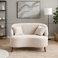 Sofá Orgânico Curvo 2 Lugares Feijão Suede Bege