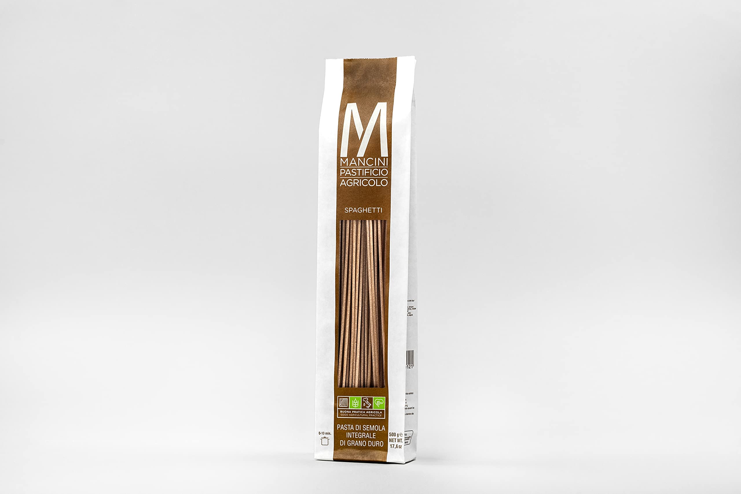 Mancini Pastificio Agricolo - Espaguetis Integrales 500 gr - 2 x Cajas de 12 paquetes cada una (12 kg)