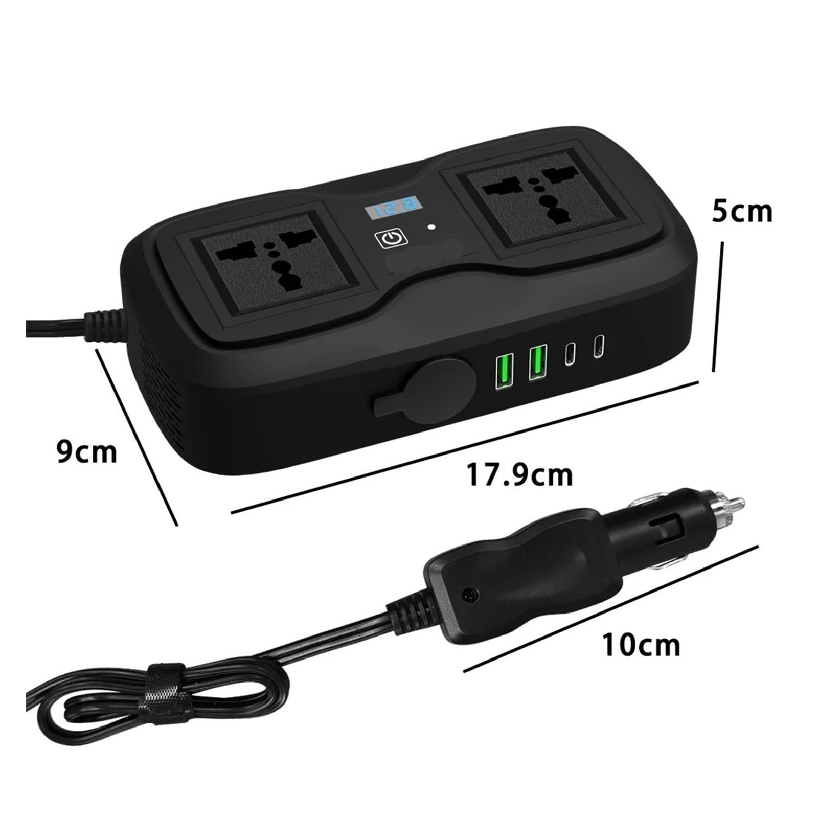 Gniazda wyświetlacza LED DC do AC 400 W szczytowe Inwerter zasilania samochodowego Konwerter adaptera Podwójny USB typu C Kemping na świeżym powietrzu