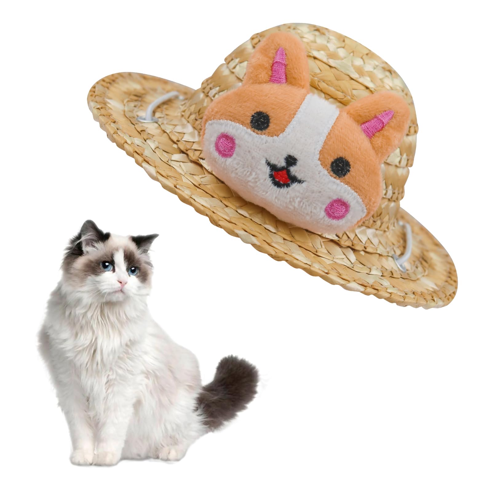 LuckyOpt Dog Sun Hat, Cute Pet Dog Cat hat with Adjustable Strap
