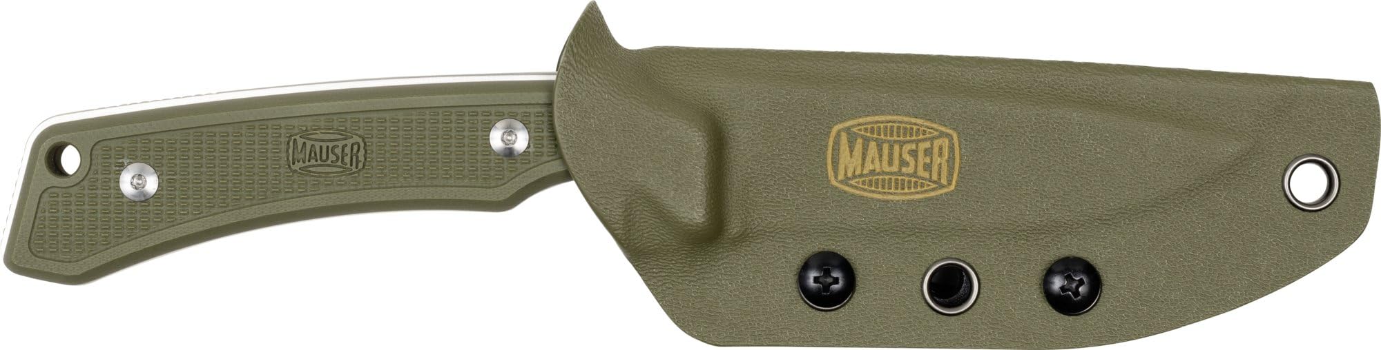 Mauser | Jagdmesser | Fulltang D2-Stahlklinge | G10 Griffschalen | Kydex Scheide | oliv | feststehend | Outdoor | Jagd | robust | rutschfest