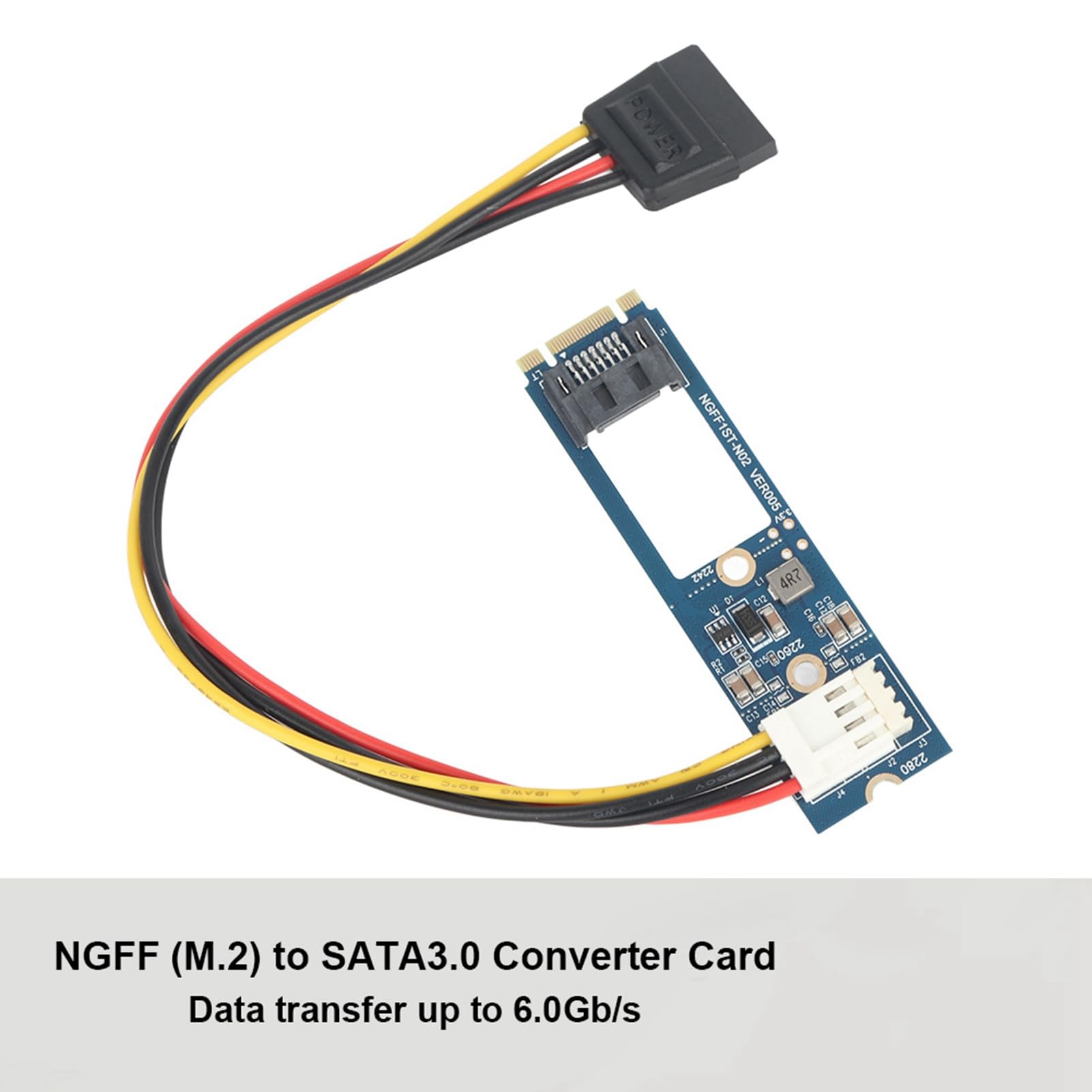 QANYEGN M2 to SATA M.2 NGFF SATA to 7Pin SATA Horizontal Converter Adapter Card+4Pin Power Cable