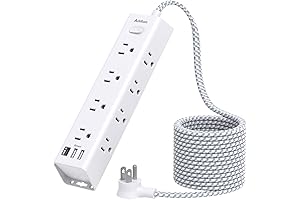 Under-Desk Power Strip with 10ft Cord and 15 Outlets