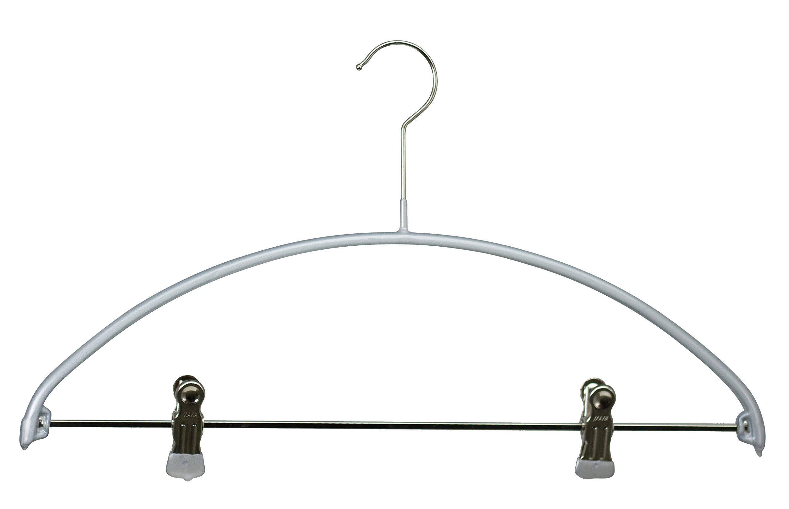 MAWA Economic PK - Grucce a clip, adatte per completi, giacche, gonne e pantaloni, 10 pezzi, salvaspazio, gancio girevole a 360°, con rivestimento antiscivolo non inquinante, 40 cm, Argento