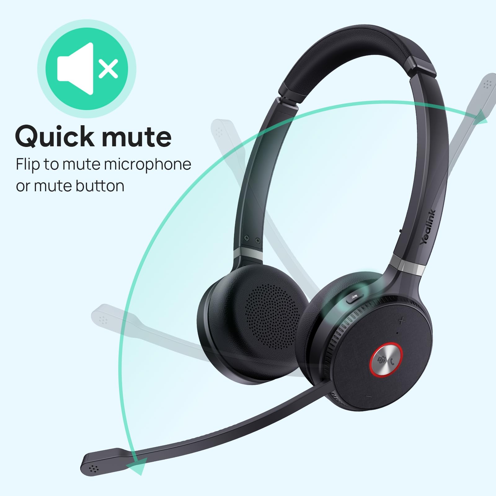 Yealink WH62 Auriculares inalámbricos DECT certificados para Equipos, Auriculares de Oficina de una Oreja para teléfono de Escritorio y softphone de computadora, micrófono con cancelación de Ruido, 1