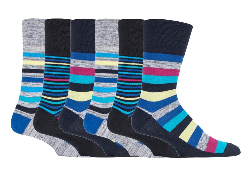 Gentle Grip (6-11 Uk, Mgg563) 6 Pairs Mens Non Elastic Socks 6-11 Uk Multicoloured