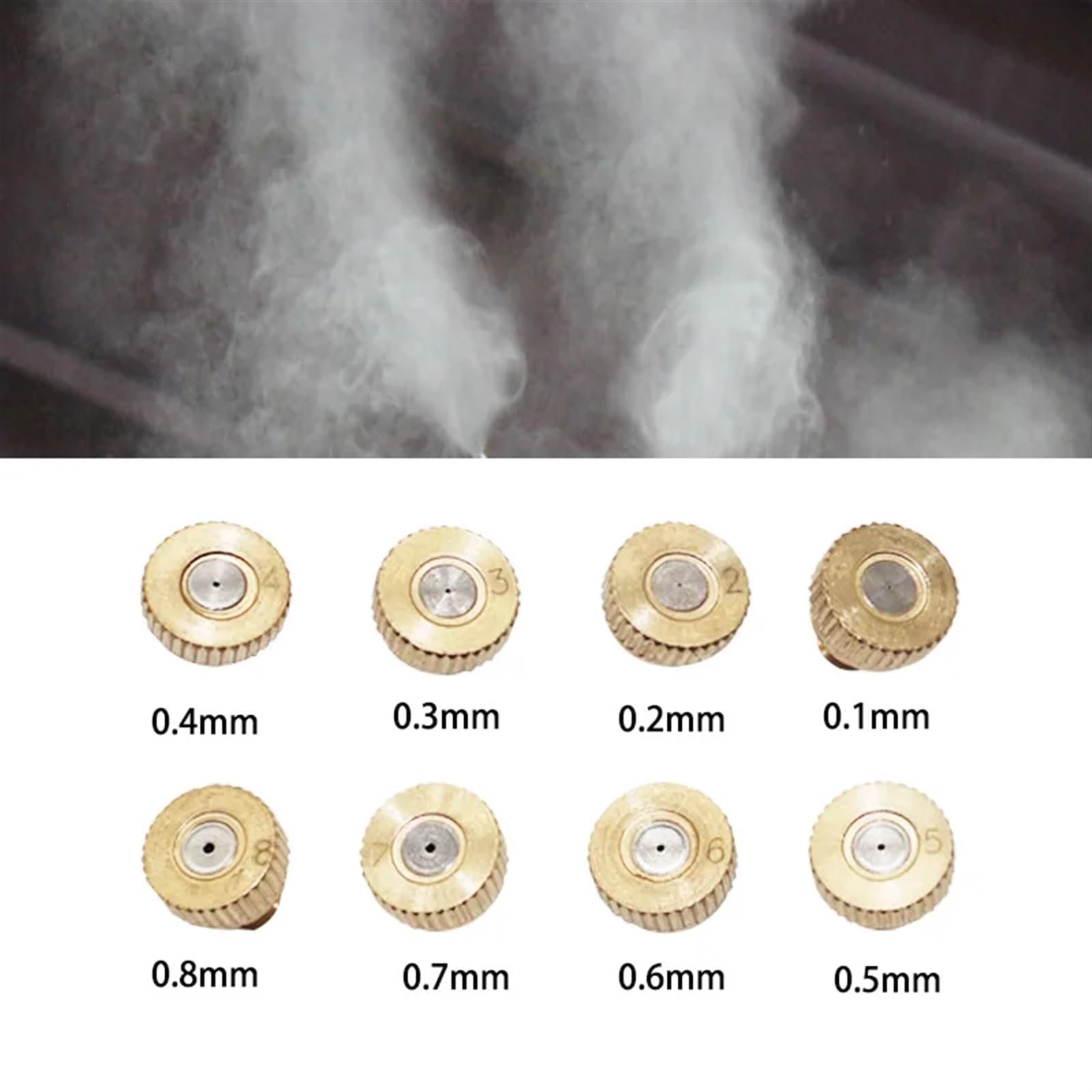 Boquillas De LatóN Para NebulizacióN Boquilla nebulizadora de latón roscada 30 piezas, orificio 0,1 a,8 mm, nebulización agua, boquilla niebla for sistema patio, refrigeración al aire libre(0.7mm)