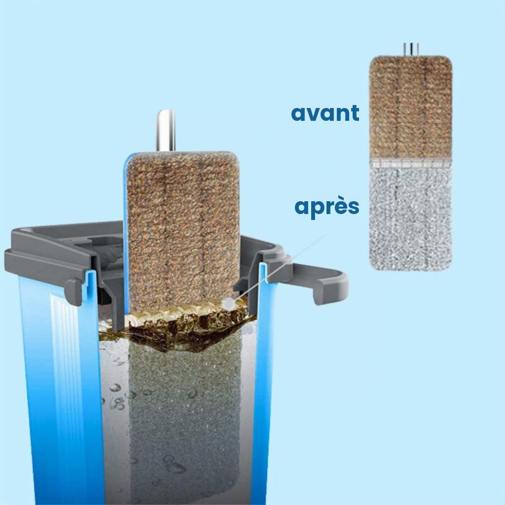 Rori Handy Mop Ensemble de serpillères et seaux avec serpillère en microfibre, outils de nettoyage ménagers, serpillère mains libres, sépare l'eau sale et propre