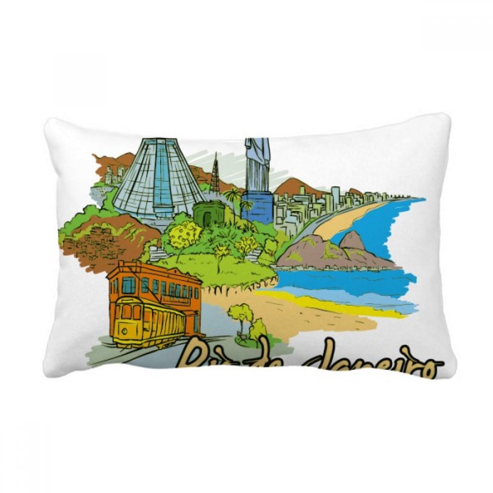Coussin lombaire Rio de Janeiro imprimé multicolore de 40x60 cm pour canapé