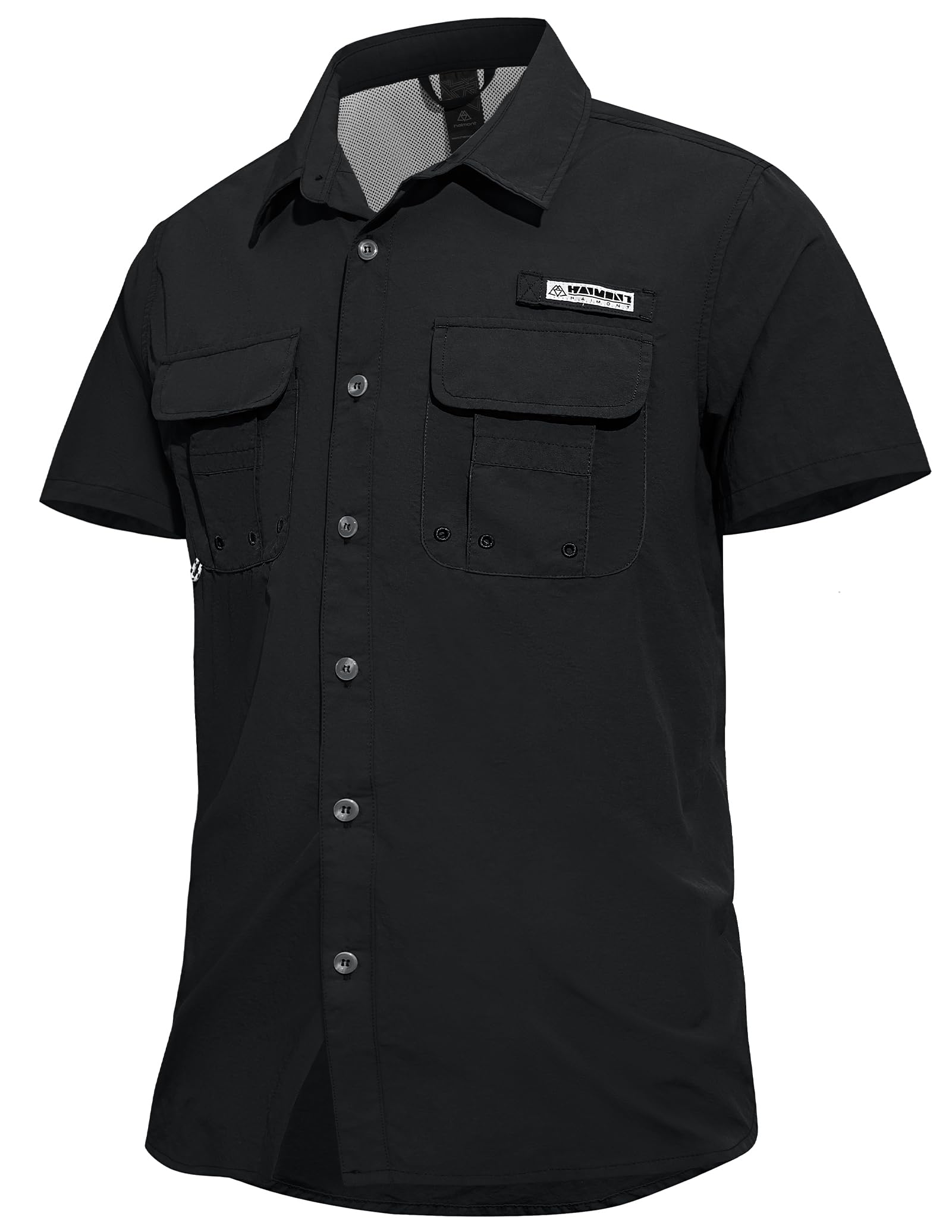 Haimont Men's Fishing Shirts Sun Protection Button Down Hiking Travel Camping Shirt Short Sleeve UV UPF50+ Top