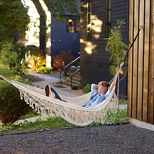 Outdoor Hammock Garden Cotton Hammock Macrame Fringe Hammocks Boho - image 7