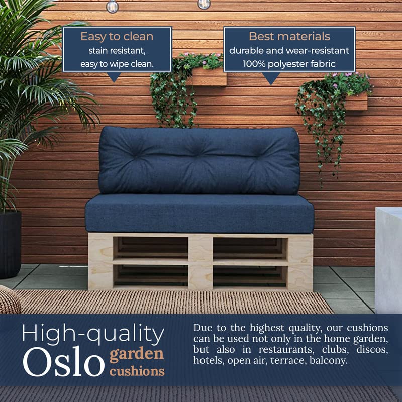 Chilly Pilley Palletkussen Schuimvlokken Palletkussen Palletbekleding Palletmeubels Palletbank Rugleuning Gewatteerd Zitkussen Afneembare Zijkussenset ( Zitkussen 120x60x12, Blauw