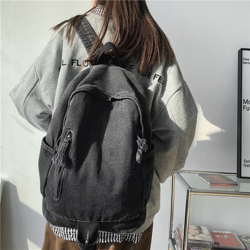 LUOLINGONGJUE® New Simple Schoolbag – Denim Canvas Washed Versatile Backpack for Men & Women, Couples 2