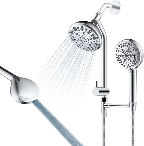 Miniatura 13 de Cabezales de ducha filtrados, cabezal de ducha doble de metal con combo de repuesto de mano de fácil alcance, alta presión de 3 vías, 70 modos,