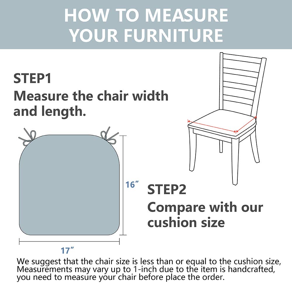 LVTXIII Outdoor Chair Cushions Set of 2, Patio Seat Cushions D16xW17 Inch with Ties for Patio Furniture Chairs Home Garden Use, Cabana Black