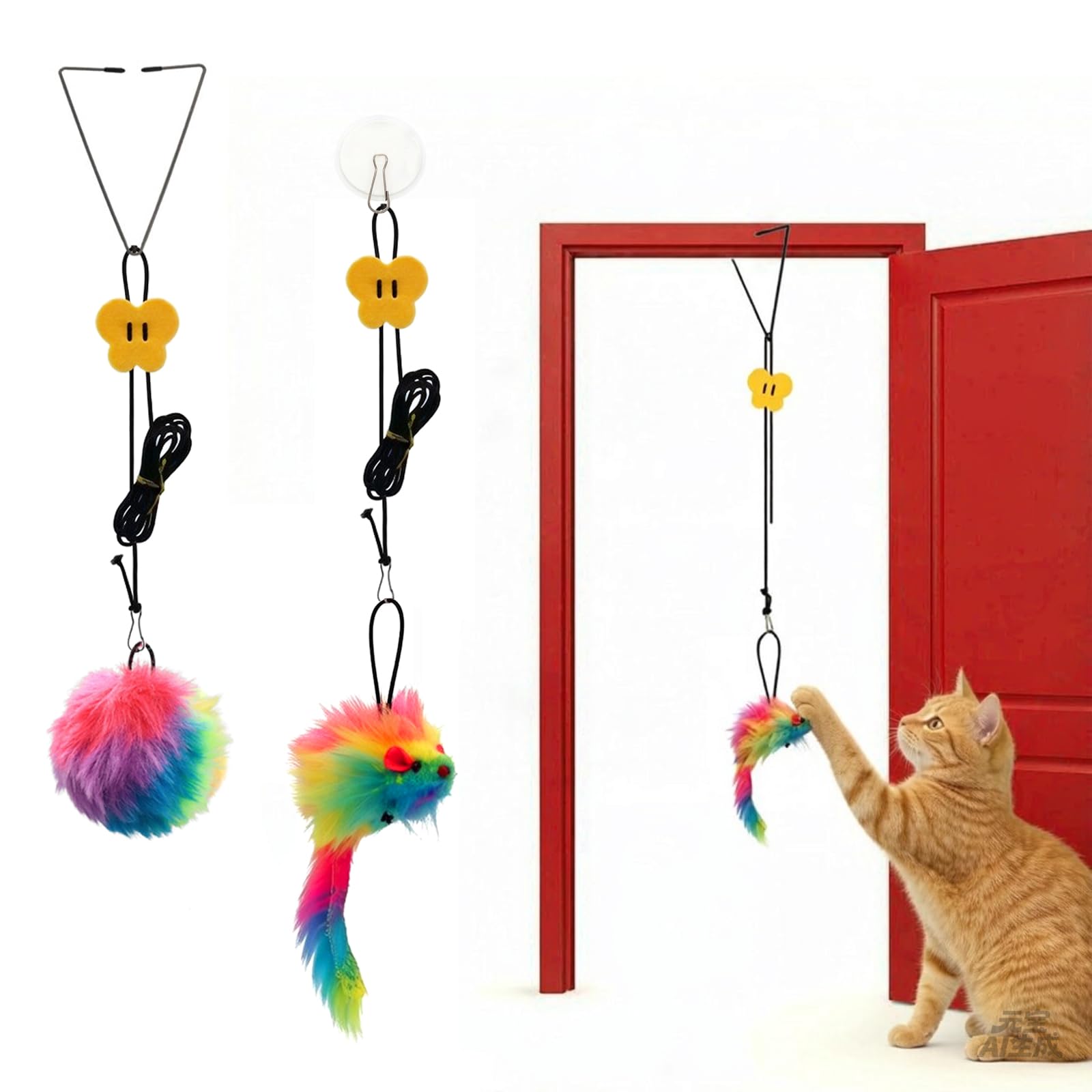 Hanging Toys for Doorway, Door Frame Cat Toys for Indoor Cats Kitten 2 Pcs
