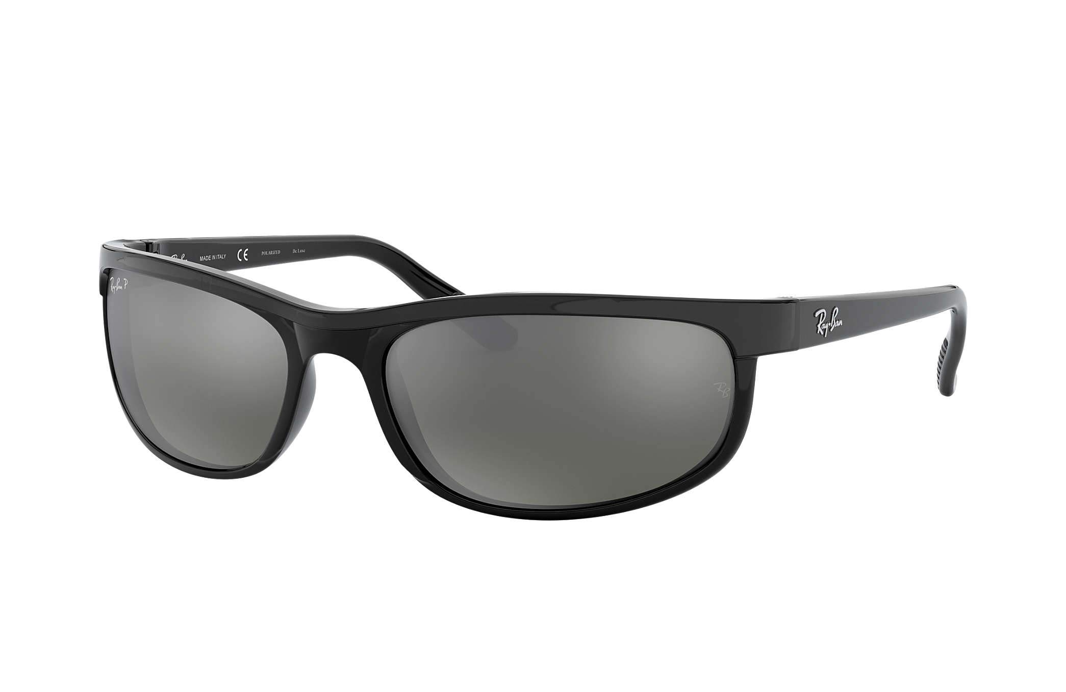 Ray-Ban RB 2027 Predator 2 sunglasses Glossy Black & Polarized Grey Mirrored Silver Fade Polycarbona