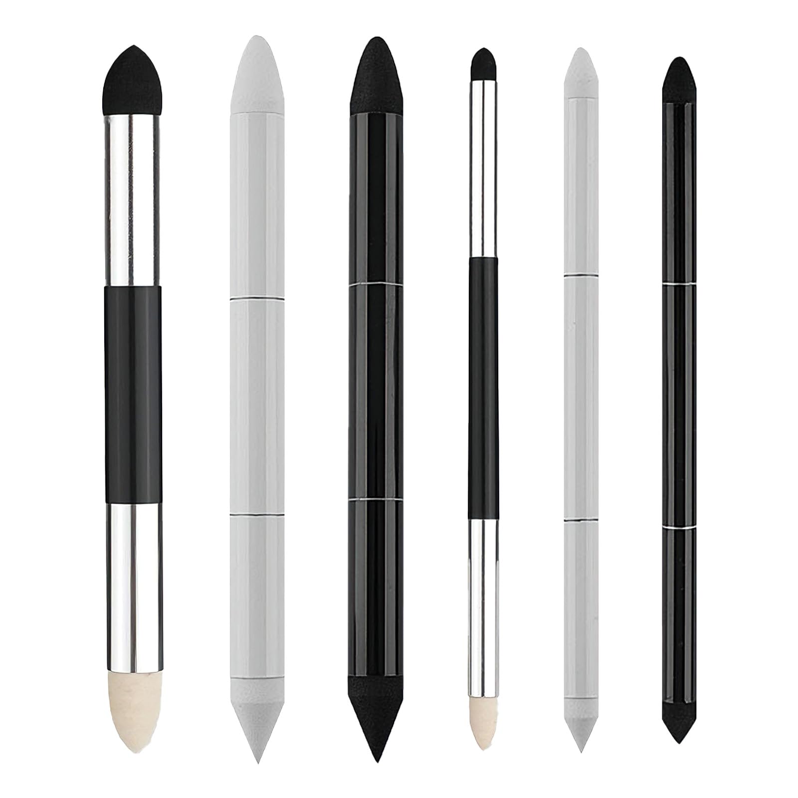 6Pcs Artist Blending Sponge Pen, Dual Tip Reusable Sketch Rubbing Brush, Soft Sponge for Oil Pastel Drawing, Washable Blending Tools for Professional Sketch, Students Beginners, Lightening Highlight