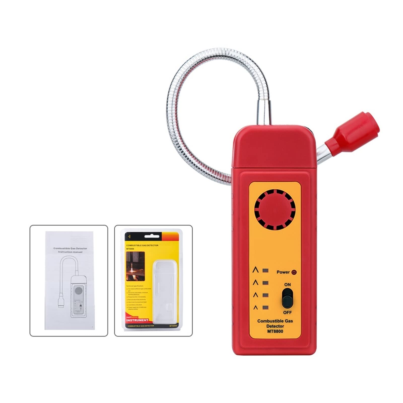 Gas Detector, Gas Detector Flammable Natural Gas Leak Detector Gas Analyzer High Sensitivity Gas Leaking Location Tester Sound Light Alarm(MT8800)