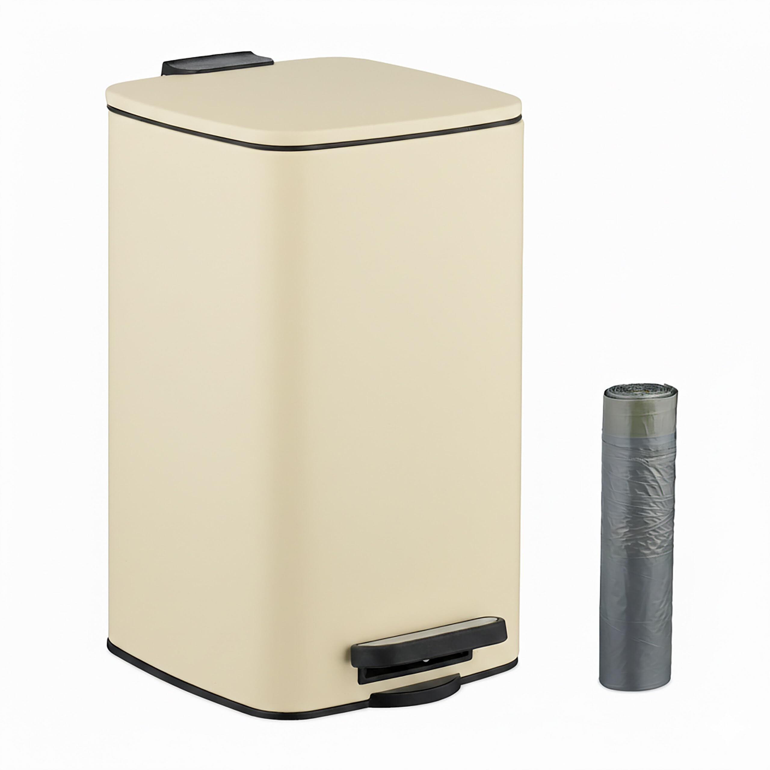 Relaxdays Bathroom Pedal Bin, 8L, Soft-Close Lid, Removable Inner Bucket, Metal, Sanitary Waste, 33.5x20x23.5cm