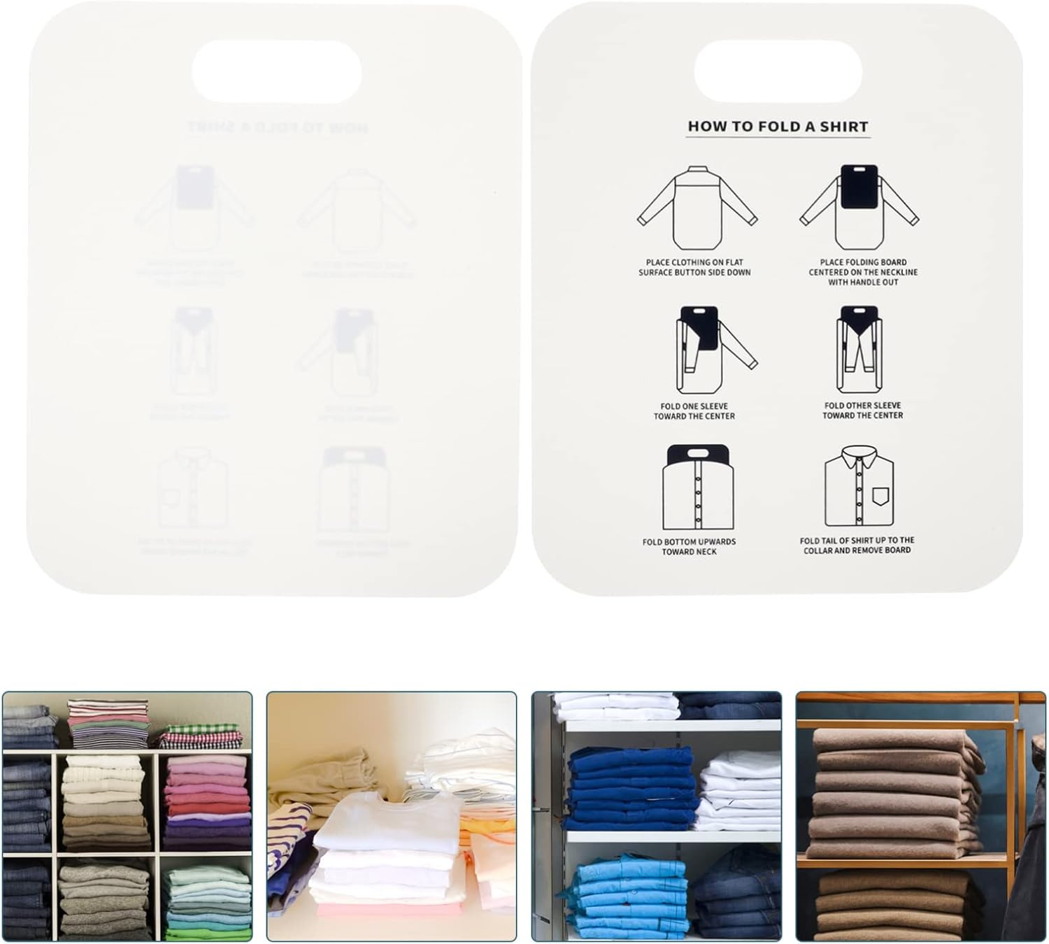 VOSAREA 2pcs Shirt Folding Board Cardboard Laundry Organization Small Shelf for Toaster Laundry Folding Board Laundry Organizer Clothing Pp Trouser Press White Household Travel