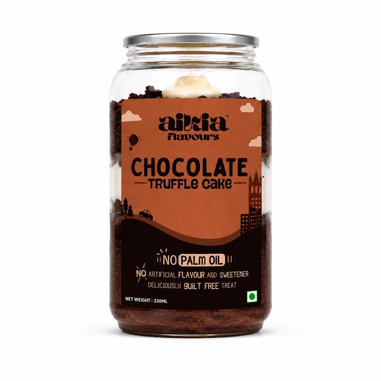Aikia Flavours Truffle Chocolate Cake | 330ML Can | Premium Truffle Chocolate Cake in a Can – Rich Decadent Flavor | Palm Oil & Trans Fat-Free | No Artificial Sweeteners | Ready-to-Eat | Long Shelf Life | Diet-Friendly Dessert-image-37