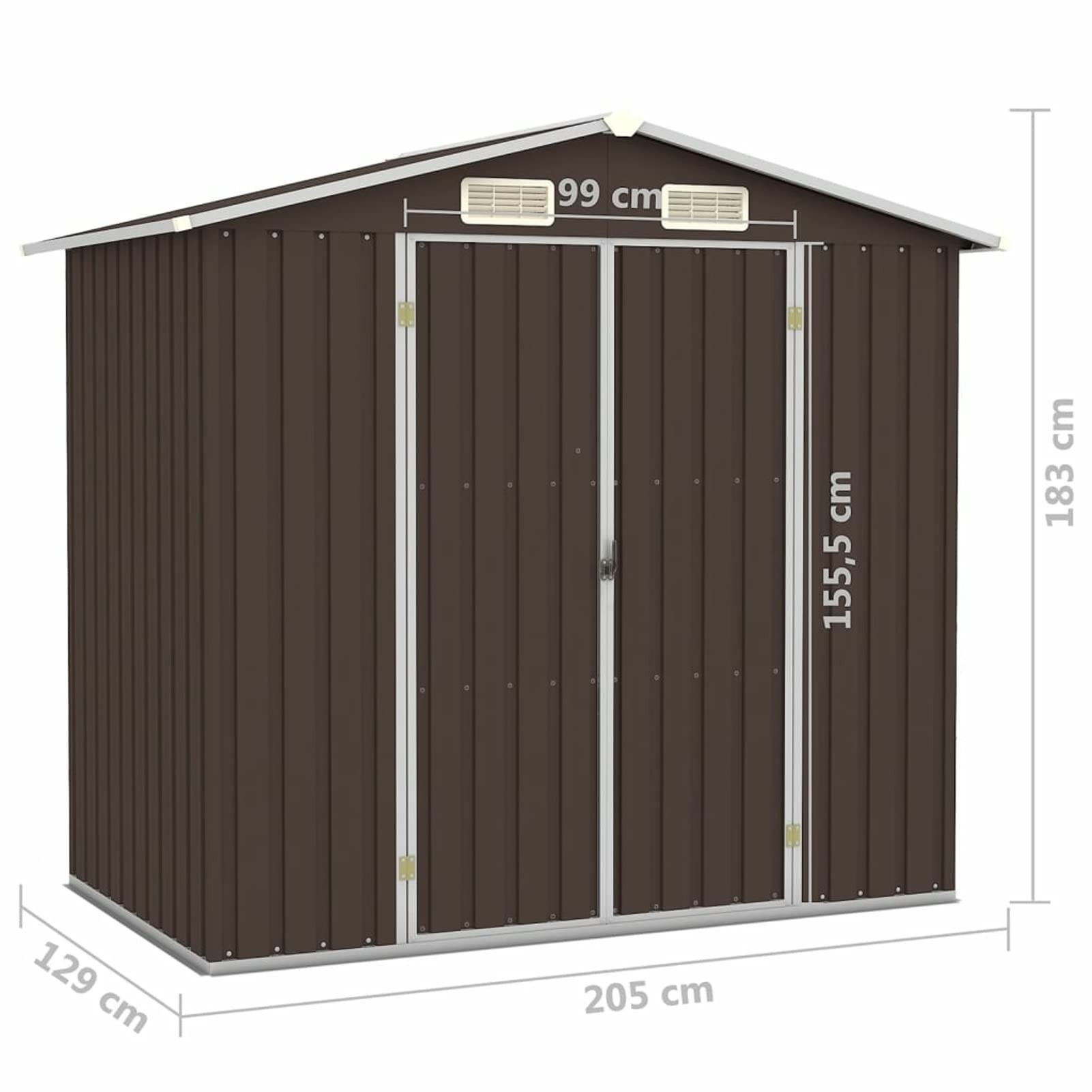 Capanno da Giardino, Casetta Giardino, Capanno Attrezzi da Giardino, Casette da Giardino, Marrone 205x129x183 cm in Acciaio Zincato