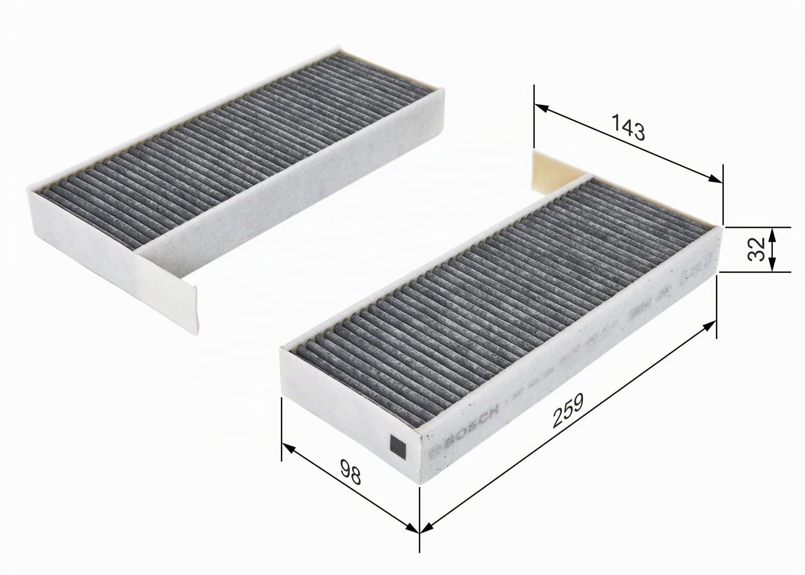 Bosch R5525 Filtro de Habitáculo de Carbón Activo - Filtro de Repuesto Contra Olores Desagradables, Polen y Polvo, Para un Aire más Limpio en el Vehículo - Juego de 2 Filtros
