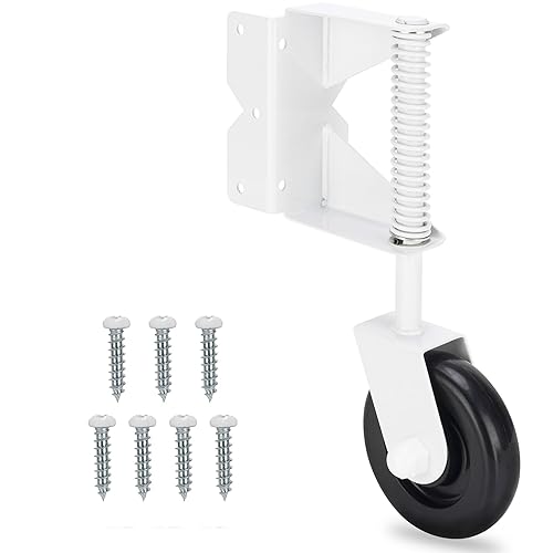 Miniatura 10 de Rueda de puerta, rueda de puerta con resorte, rueda de madera resistente, kit de rueda de soporte de puerta giratoria de 360 grados, 4-12 pulgadas,