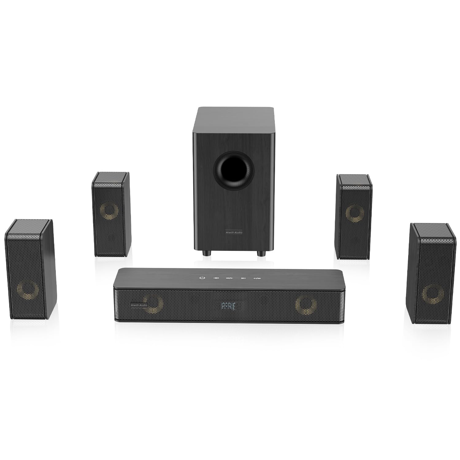 5.1.2ch Sound Bar for Smart TV, 4 Surround Speakers, Virtual Surround Sound System Wired, 400W Peak Power, Home Theater Soundbar with Subwoofer Works w/ARC/Opt/BT/AUX/USB