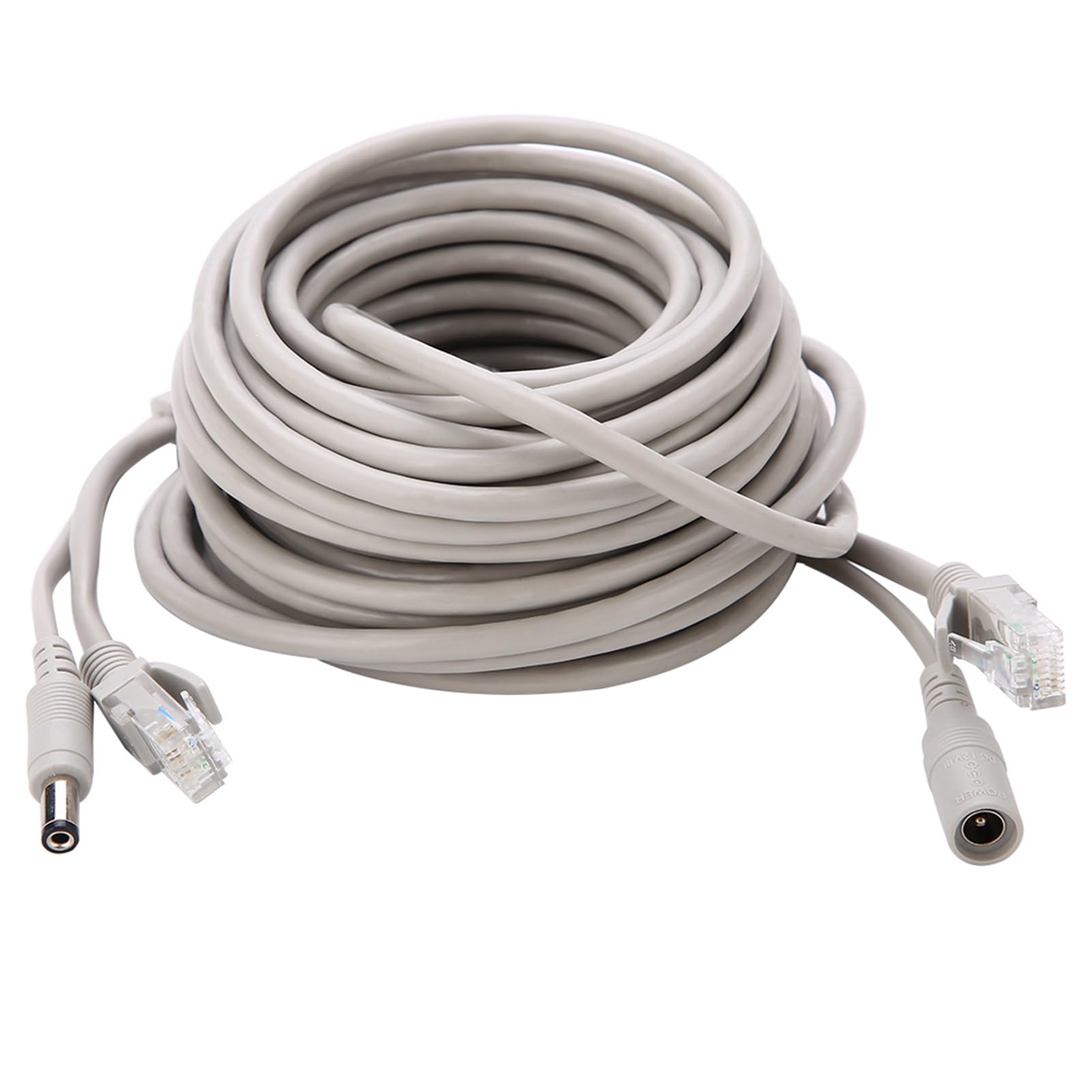 Câble de Surveillance RJ45 avec Alimentation DC, Compatible Caméras IP et Systèmes NVR, 10/100Mbps, pour Installation Intérieure et Extérieure
