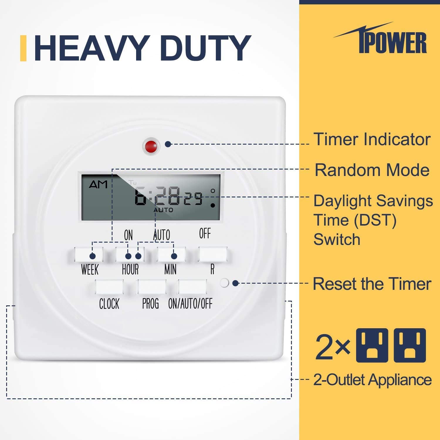Amazon.com: iPower GLTIMEDWEEKX5 5 件組7 天可編程數位電動定時器雙