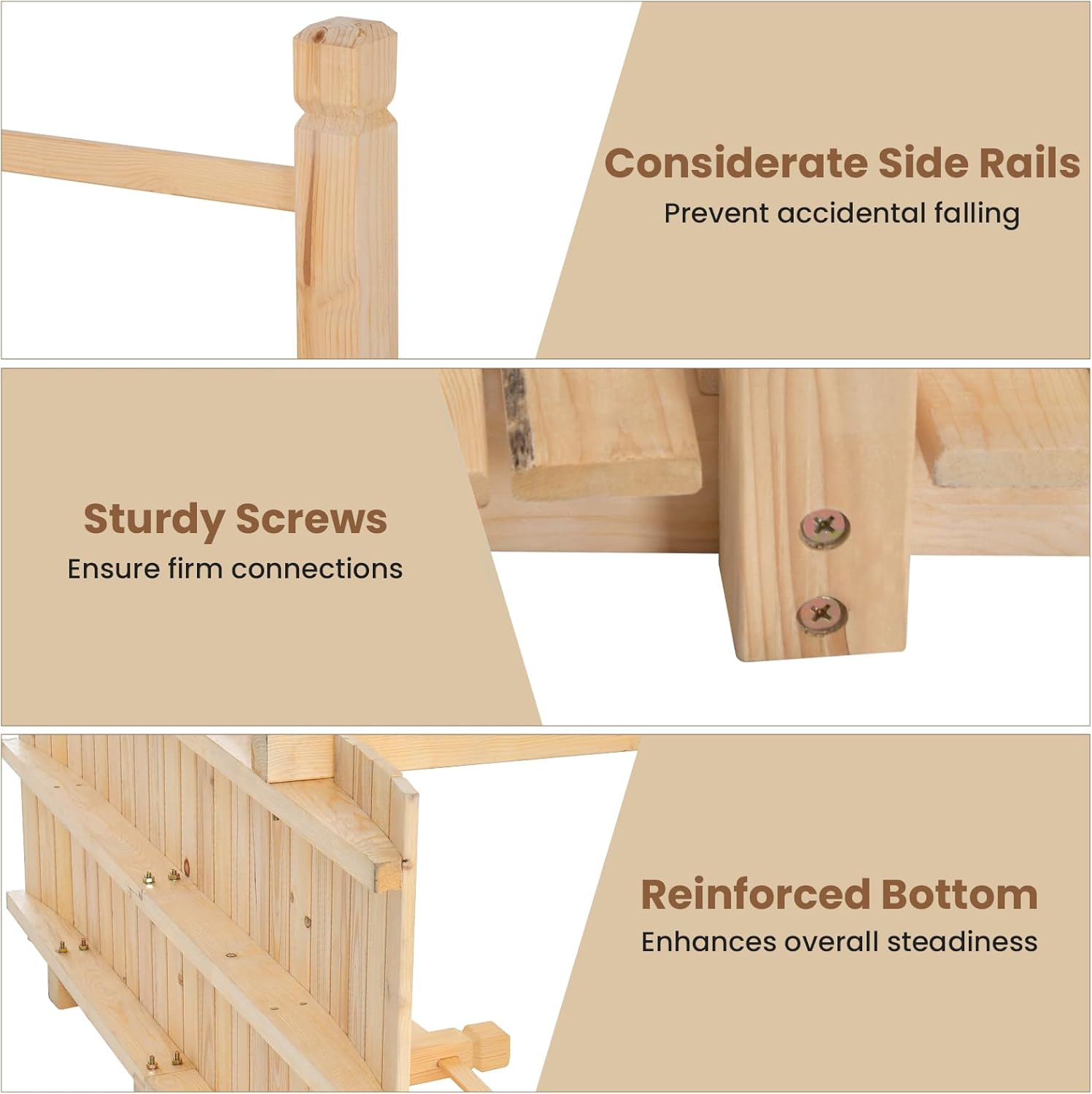 MAT EXPERT 5FT Wooden Garden Bridge, Sturdy Outdoor Pond Bridge with Safety Railings, Garden Pathway, Decorative Landscape Footpath for Backyard, Patio, Creek & Farm Decoration (Natural)