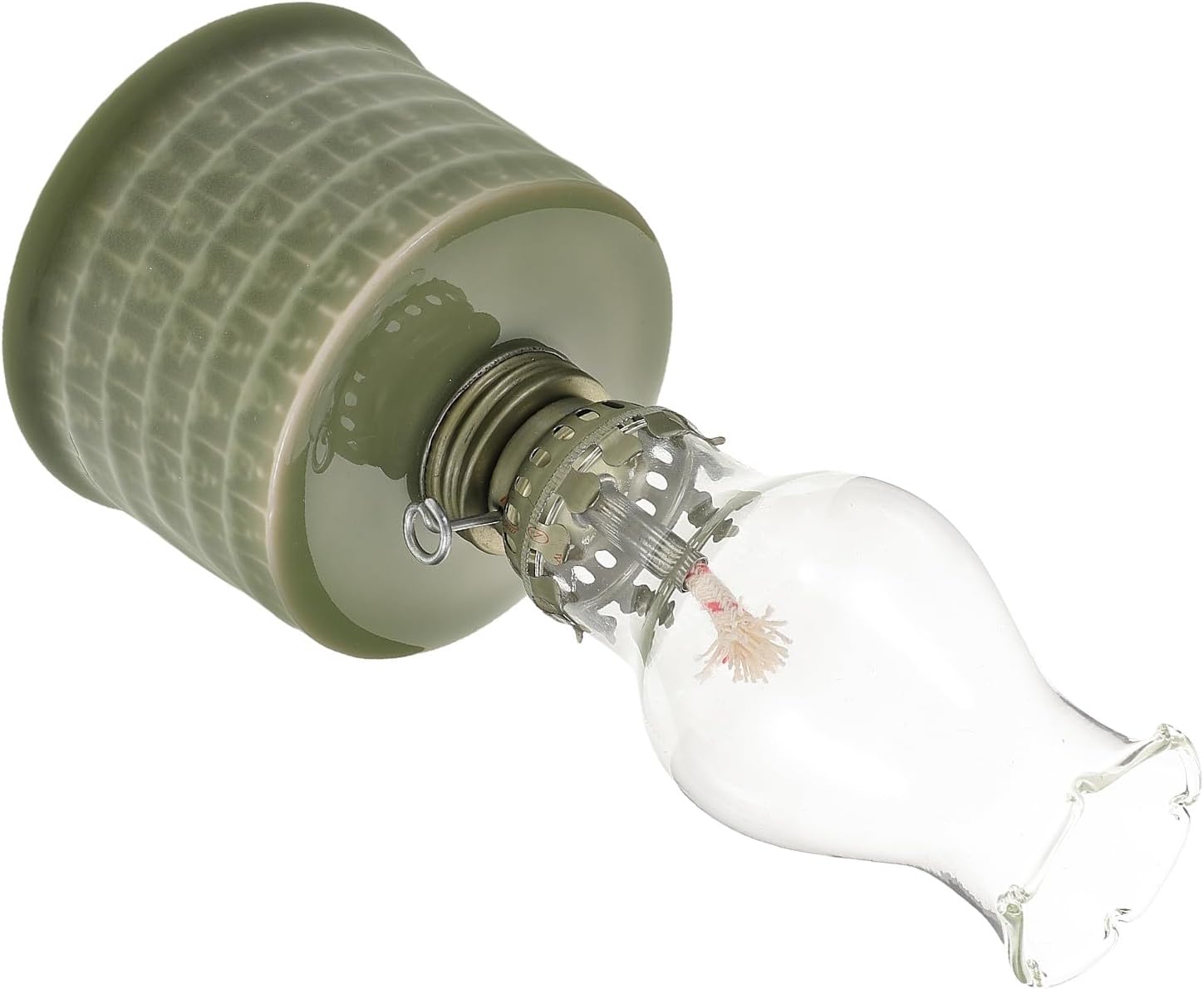 Vintage Ceramic Hurricane Oil Lamp Hand-Painted Antique Kerosene Lantern Indoor Tabletop Lamp for Home Décor and Emergency Lighting